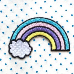 画像1: アップリケシールワッペン 虹と雲 パステル
