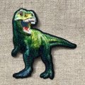 アップリケワッペン プリント恐竜 ティラノサウルス 緑 M16404   ST