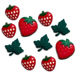 画像1: アメリカ ボタンガローア 10個セット いちご畑 E 苺 果物 フルーツ ストロベリー