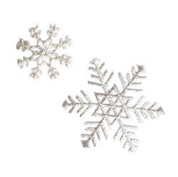 画像1: アップリケワッペン 雪印スノーフレーク2枚セットシルバー UI ゆき 雪の結晶 冬