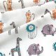 インド ブロックプリント生地 [100cm単位切り売り] アニマルフレンズ ライオン キリン 虎 動物  子供 キッズ 