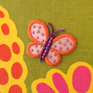 画像: アップリケワッペン ちょうちょ刺繍ドットピンク＆オレンジ