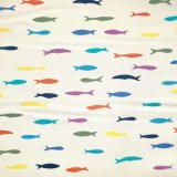 画像: アメリカBirch プリント生地  Just For Fun 魚の学校マルチカラー　【20cm切り売り】　◎