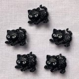 画像: プラスチックボタン5個ブラックキャット JT　黒猫