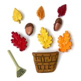 画像: アメリカ ボタンガローア ミニボタン10個  秋の掃き掃除   ほうき 葉っぱ 紅葉