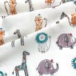 画像1: インド ブロックプリント生地 [100cm単位切り売り] アニマルフレンズ ライオン キリン 虎 動物  子供 キッズ 