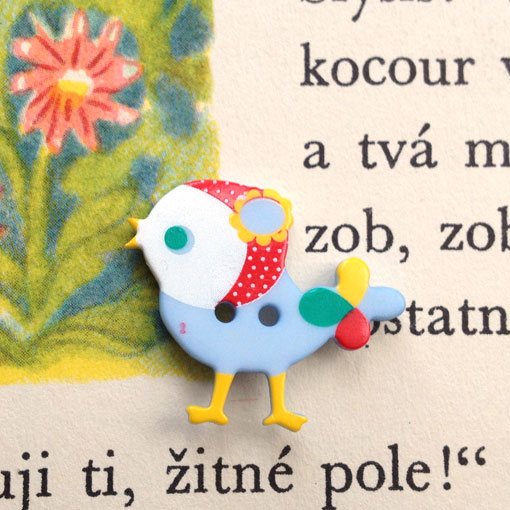 画像1: ドイツプラスチックボタン頭巾の小鳥バード ベビーブルー