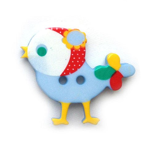 画像: ドイツプラスチックボタン頭巾の小鳥バード ベビーブルー