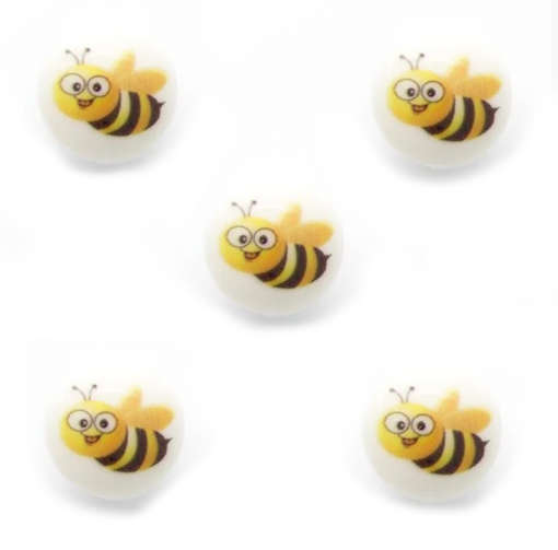 画像1: プラスチック プリントボタン メガネのミツバチ 5個 JT 昆虫 蜜蜂
