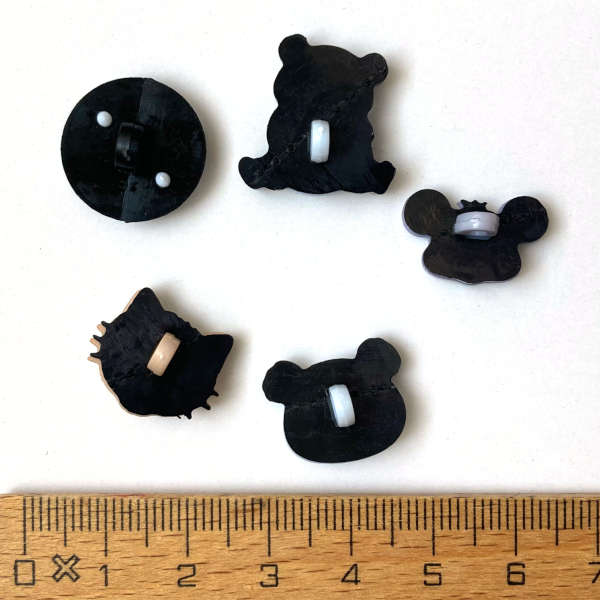 画像: プラスチック ボタン マウス グレー 5個 JT  動物 アニマル