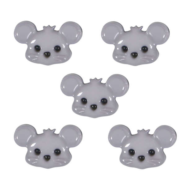 画像1: プラスチック ボタン マウス グレー 5個 JT  動物 アニマル