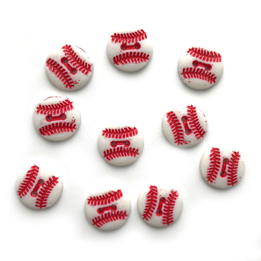画像1: アメリカ ボタンガローア ボタン2穴S 10個 野球ボール