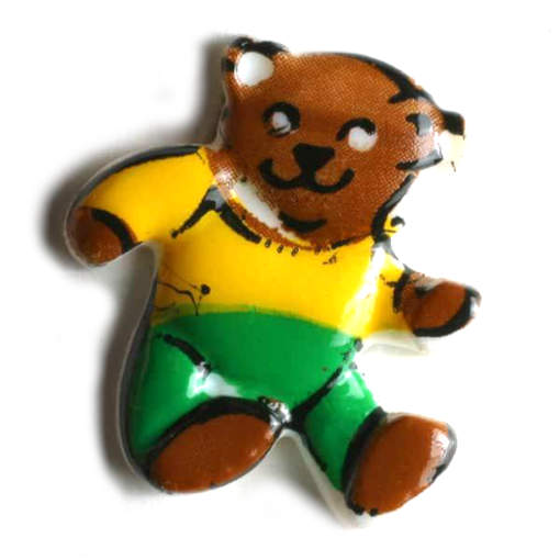 画像1: ドイツ製プラスチックボタン2個 くまさん グリーンのズボン  DB　熊
