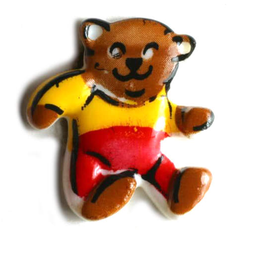 画像1: ドイツ製プラスチックボタン2個 くまさん 赤いズボン  DB　熊